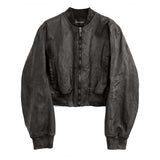 DET BLEV SENT Men CRACK WAXED DENIM LOCUST BOMBER JACKET