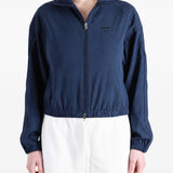 Navy jacket worn by a person, showing the jacket fit