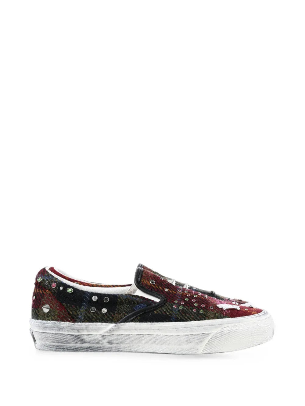 Burgundy shoes, side view