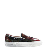 Burgundy shoes, side view