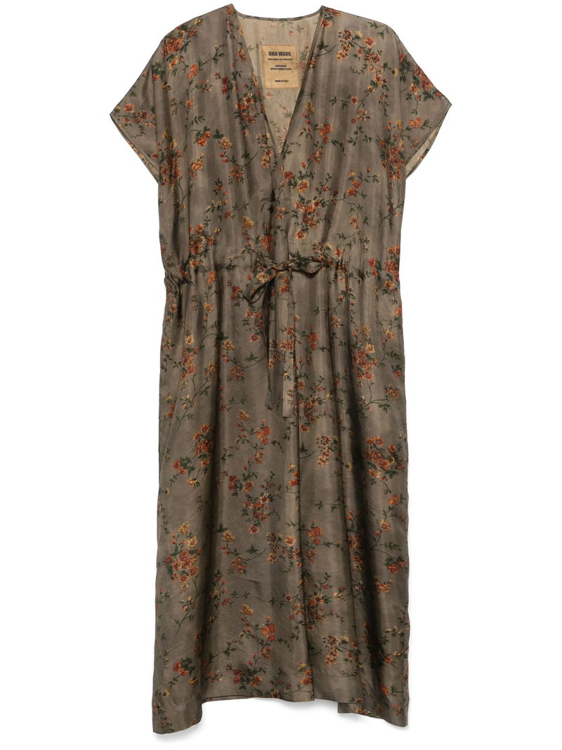 Grey floral dress, front view