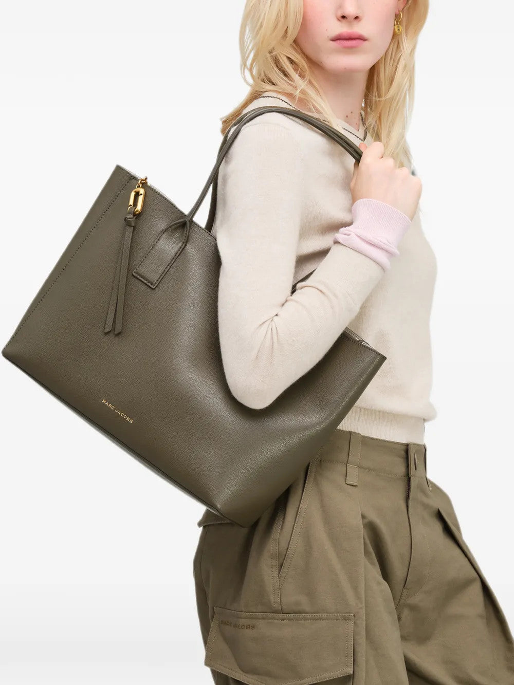 Tan bag, side view