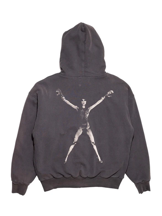Black hoodie, back view
