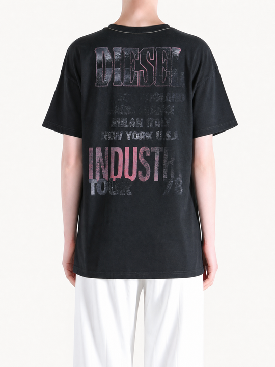 Black t-shirt, full body view