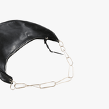 Close-up of black bag, showing texture of the fabric