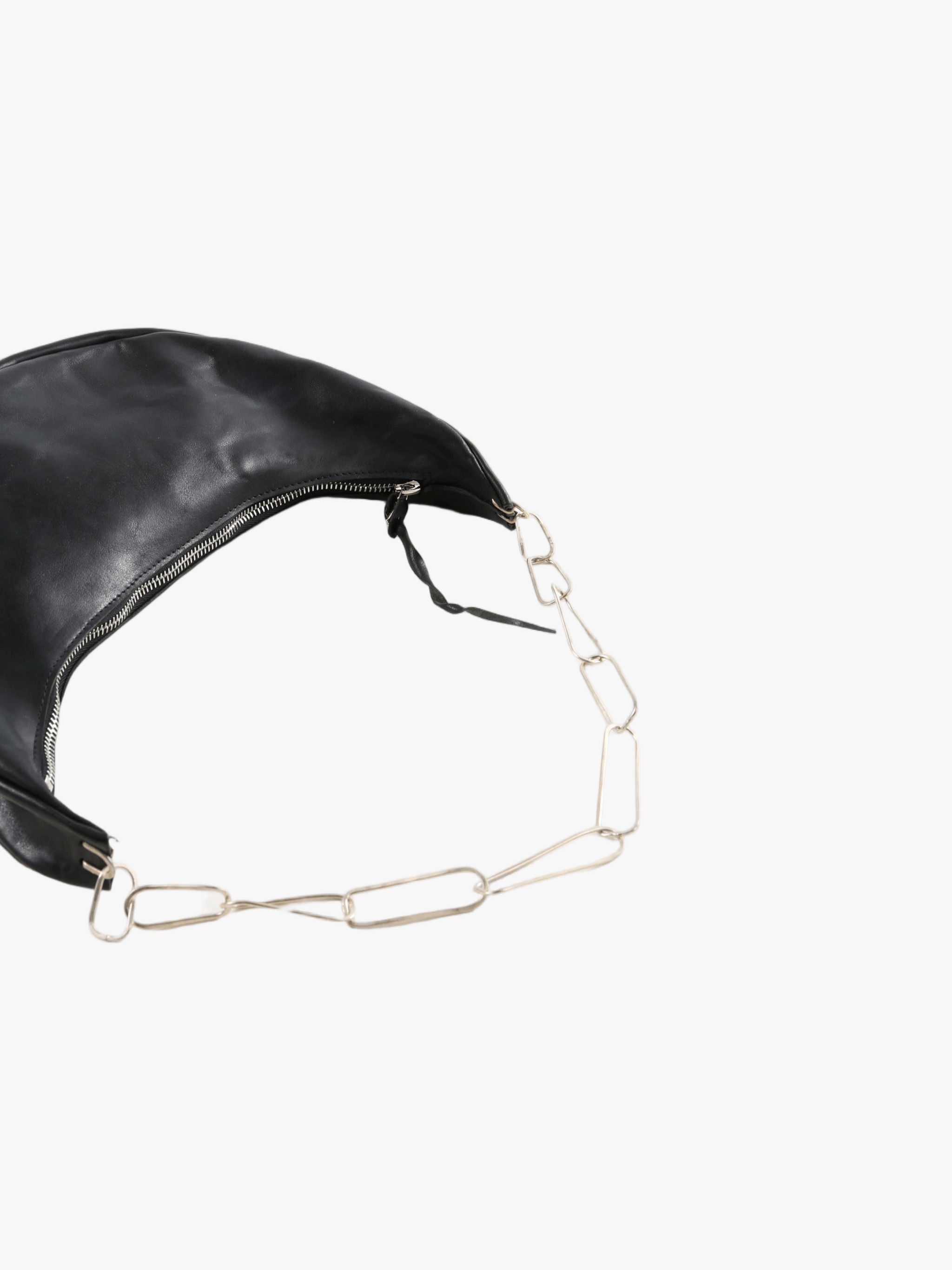 Close-up of black bag, showing texture of the fabric