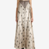 Tan dress, full body view