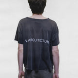 Black t-shirt, full body view