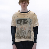 Tan t-shirt, full body view