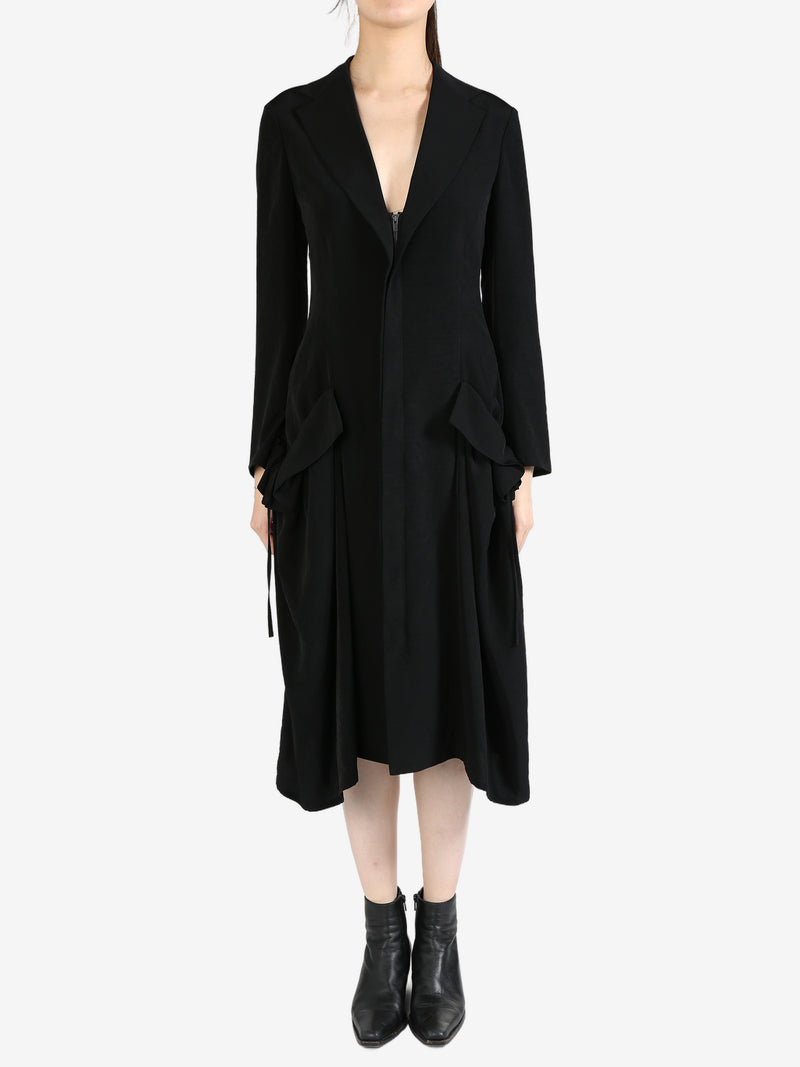 YOHJI YAMAMOTO - Women Crepe De Chine Side Gather Detail Zip Dress