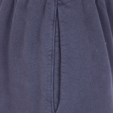 Close up of blue pants, showing texture of the Cotton fabric