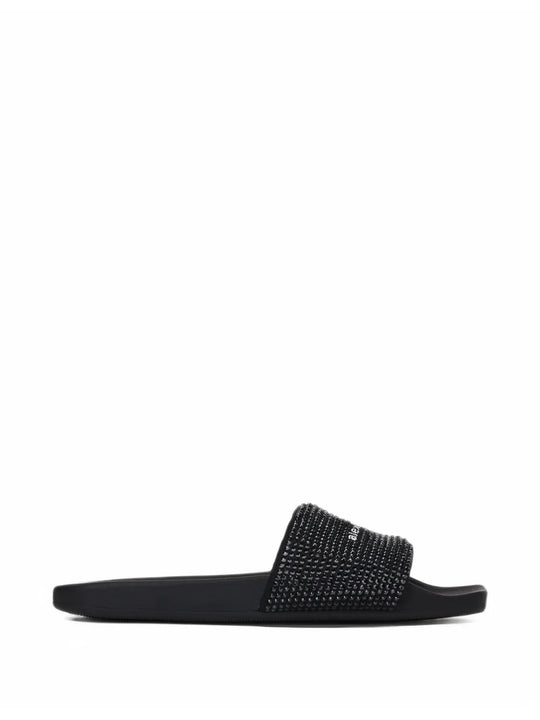 Black sandals, front view