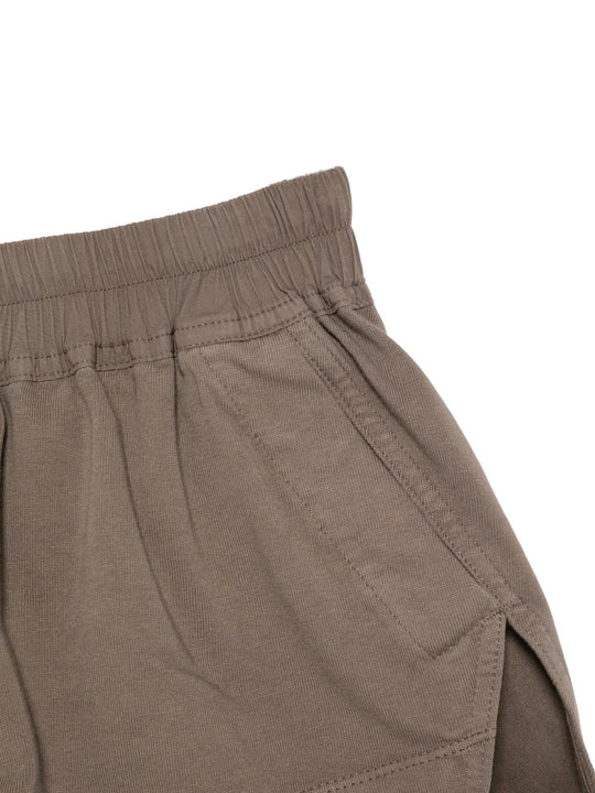 Close up of Tan shorts, showing texture of the 97% cotton/ 3% elastane fabric