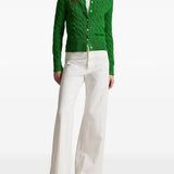 Green cardigan, full body view