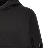 Close up of black coat, showing texture of the cotton fabric