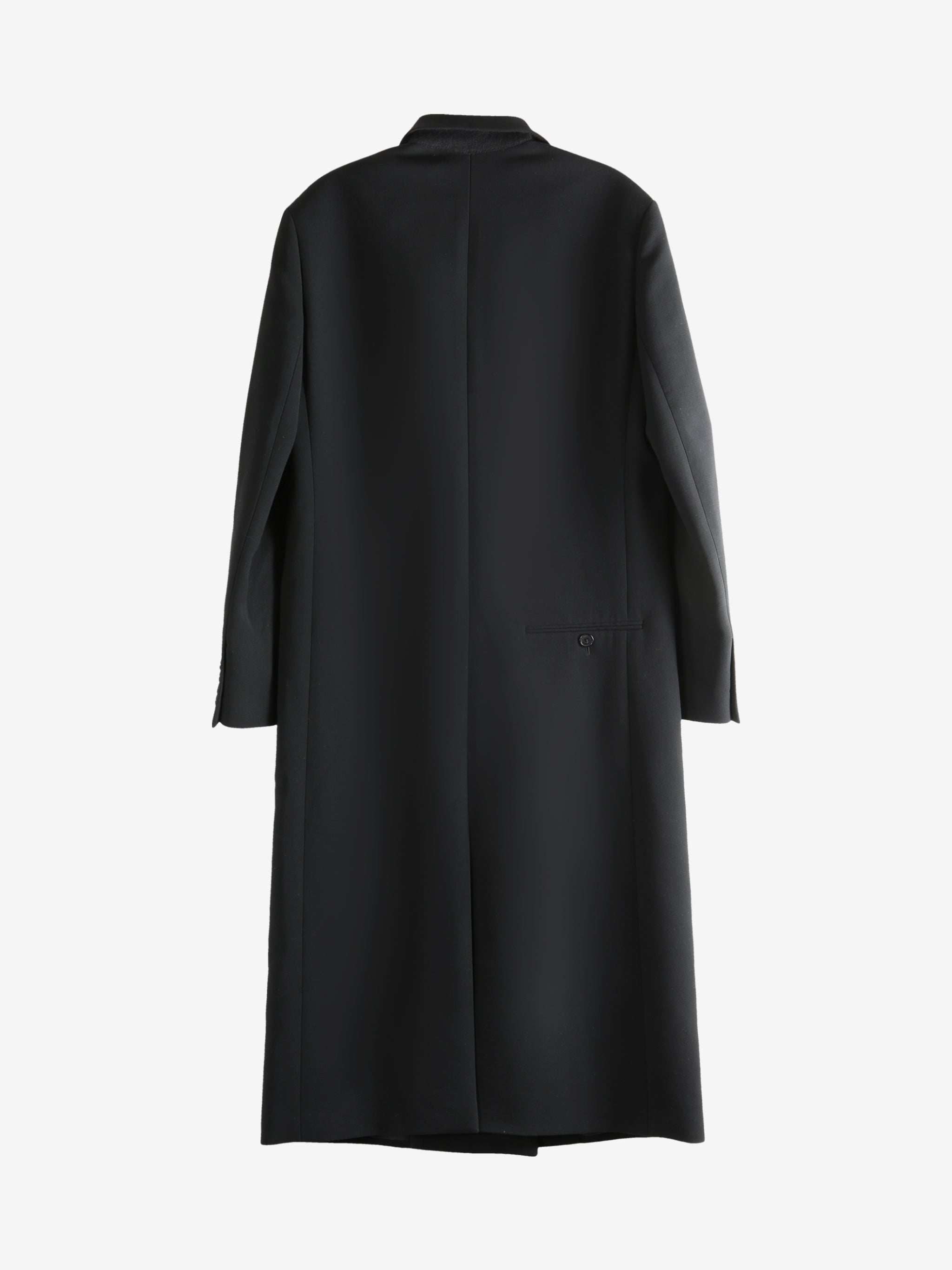 Black coat, back view showing vertical version