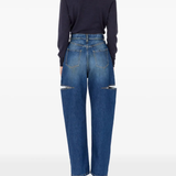 Blue pants, full body view