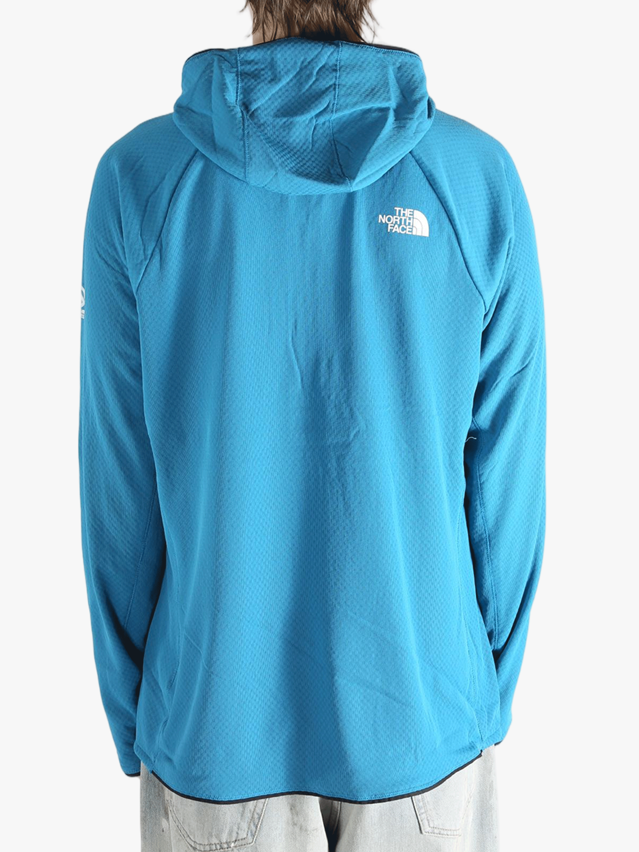 Blue hoodies worn by a person, showing the hoodies fit