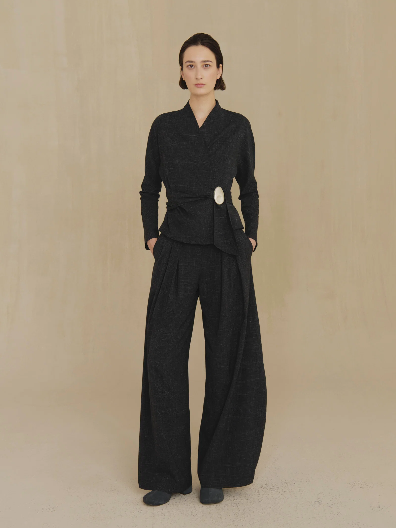 Black pants, full body view