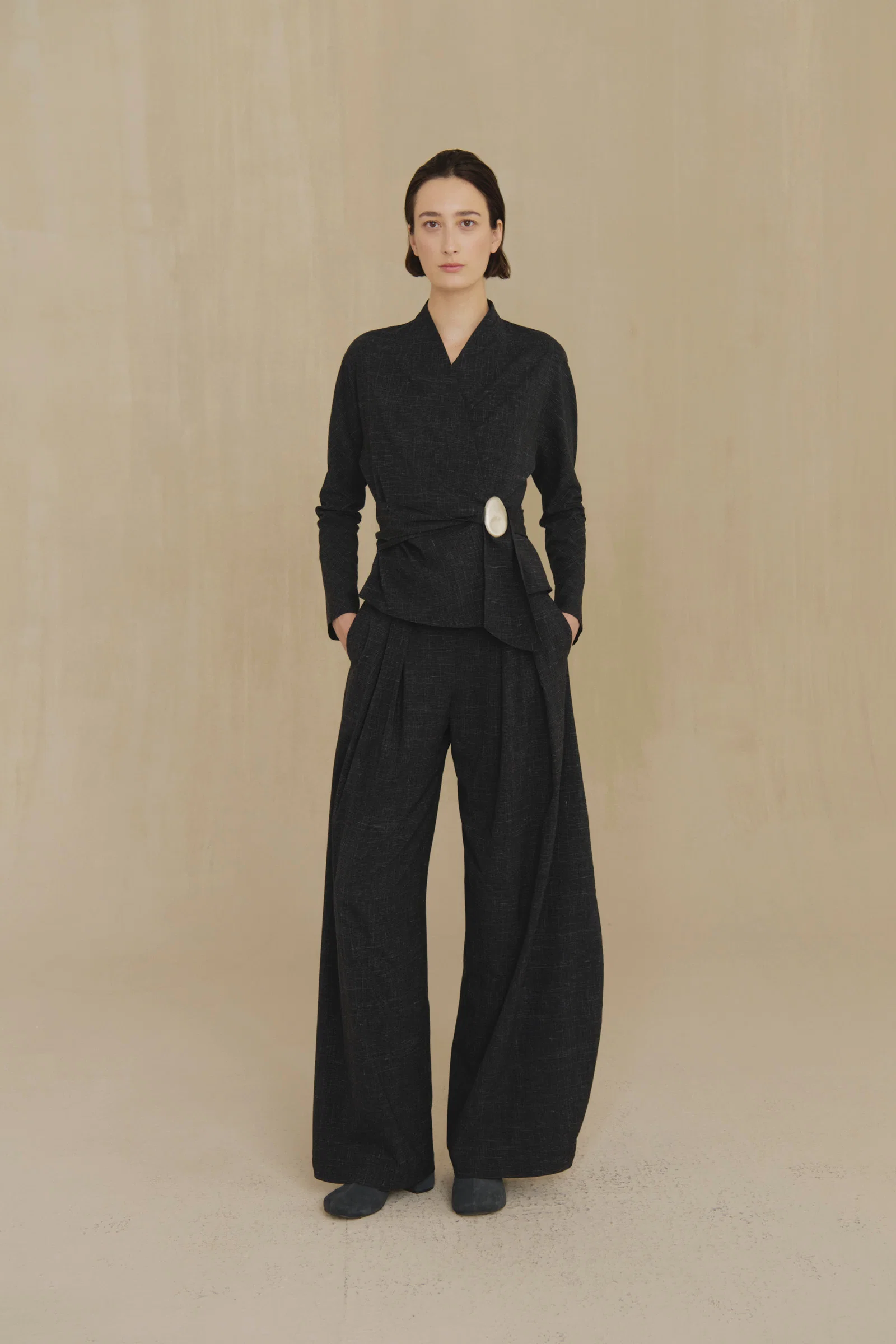 Black pants, full body view