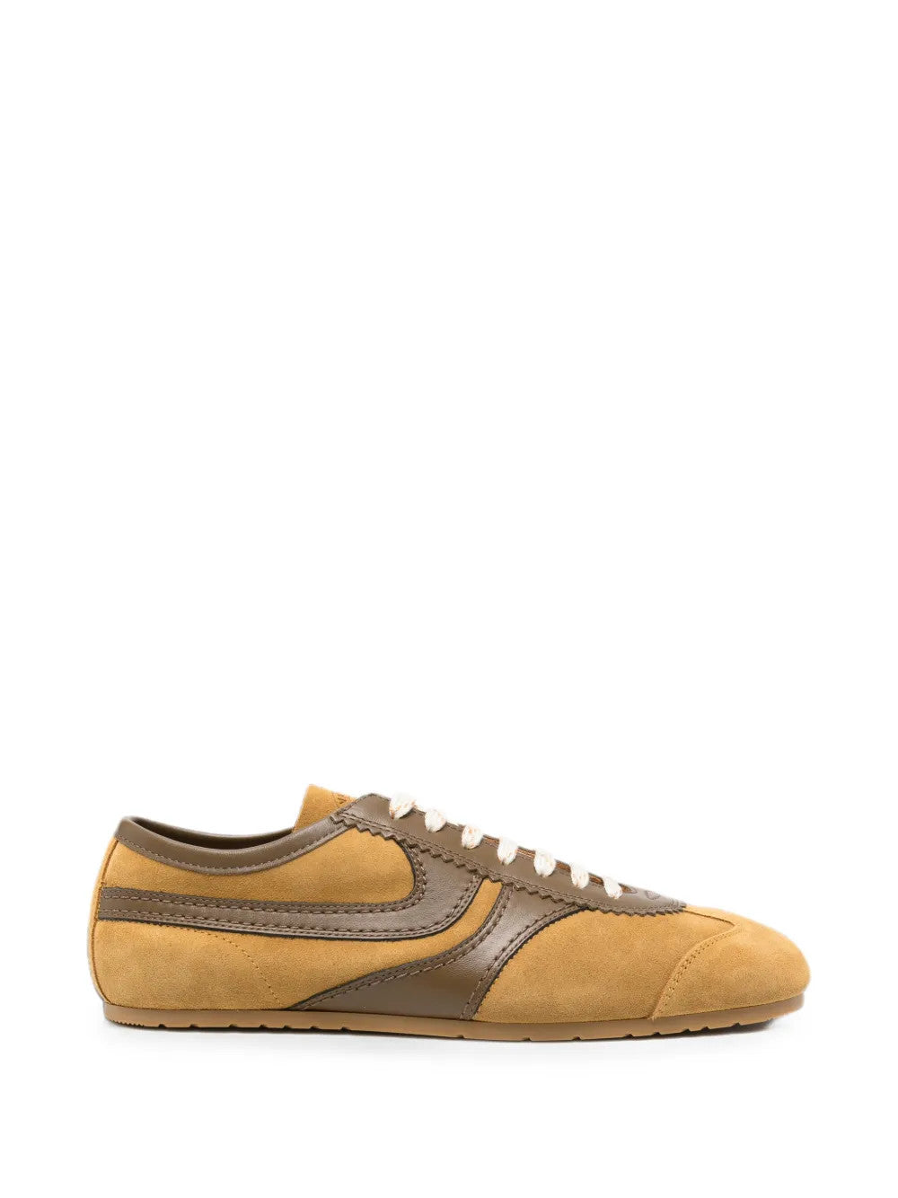 Tan shoes, side view