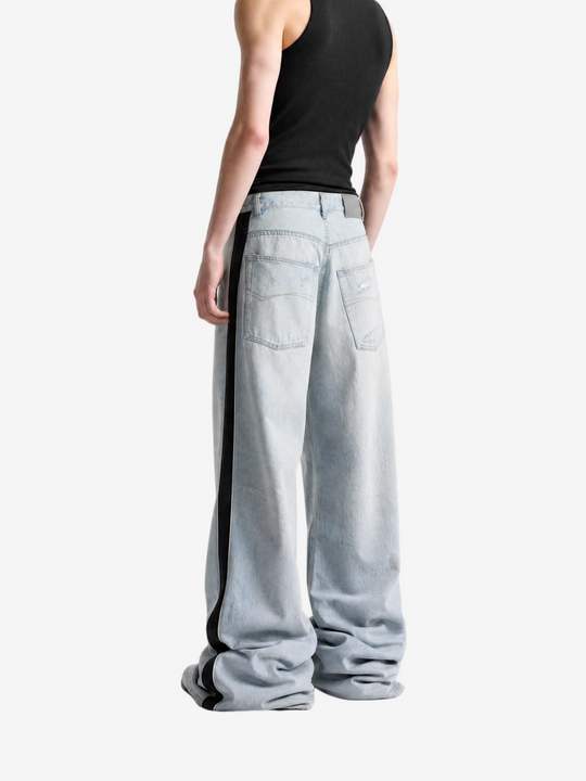 Blue pants, full body view