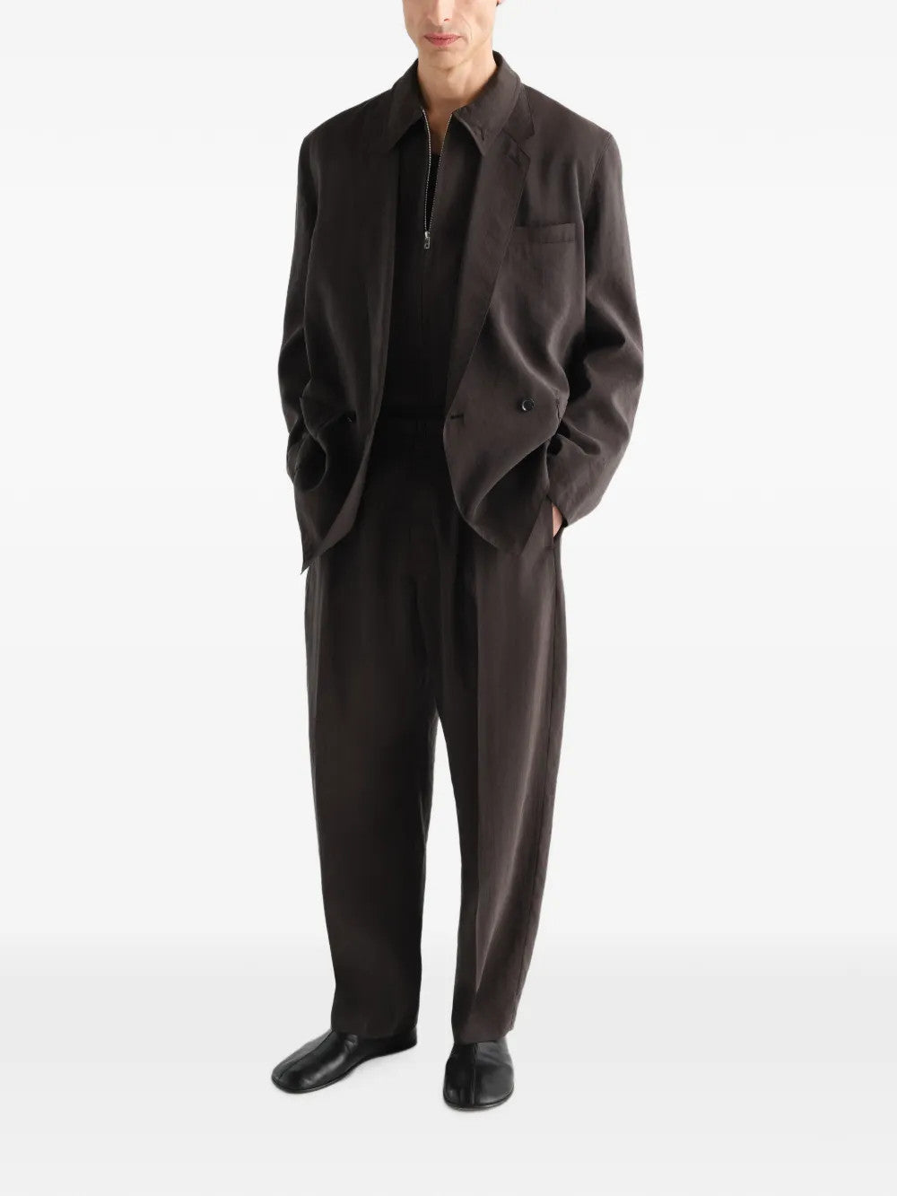 Brown jacket, full body view
