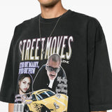 Black t-shirt worn by a person, showing the t-shirt fit