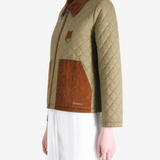 Green jacket worn by a person, showing the jacket fit