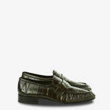 Green mules, front view