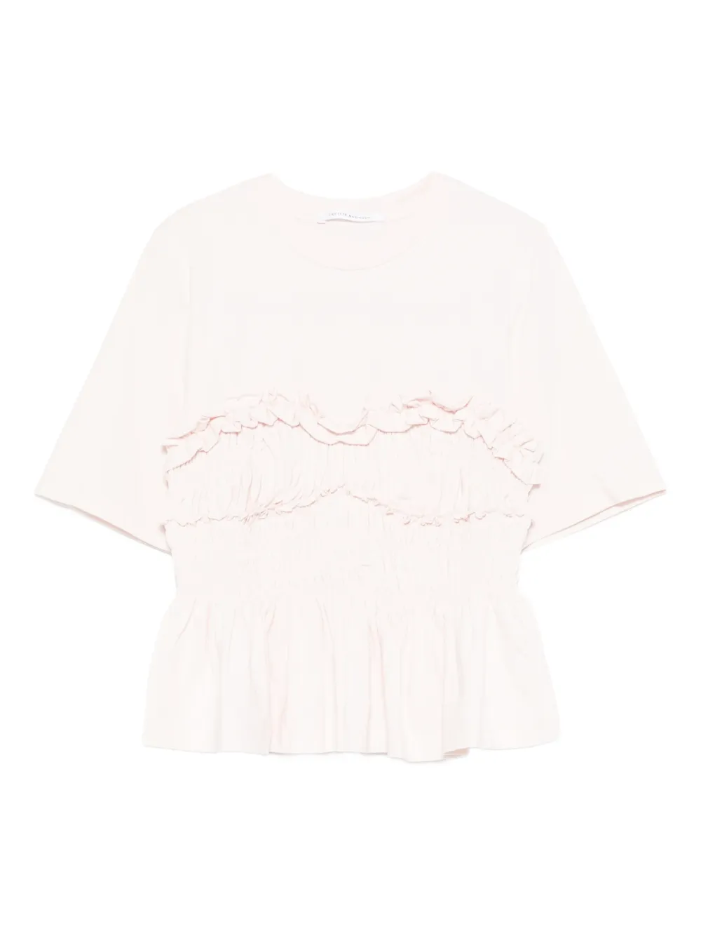 pink t-shirt, front view