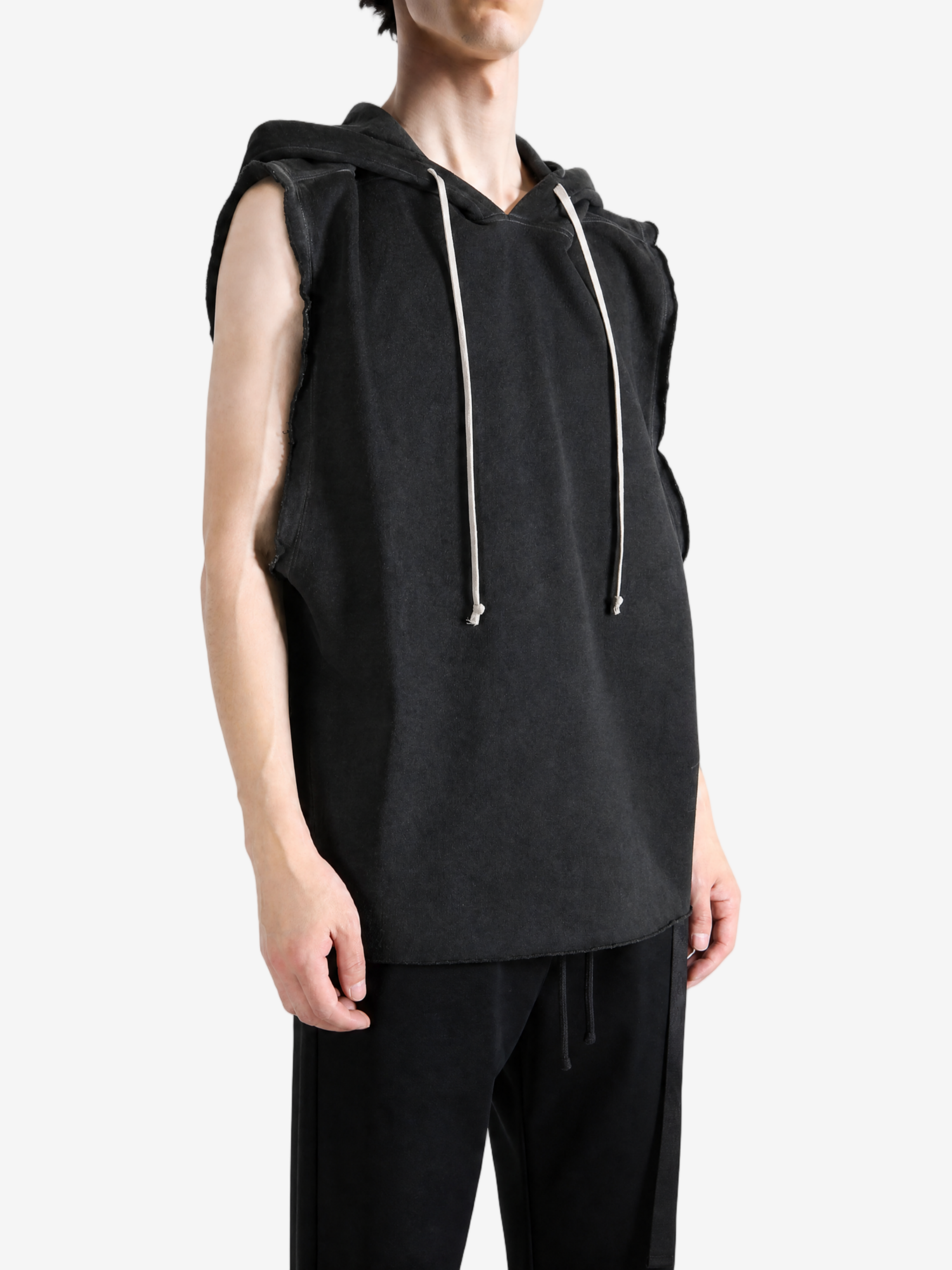 Black hoodie, full body view