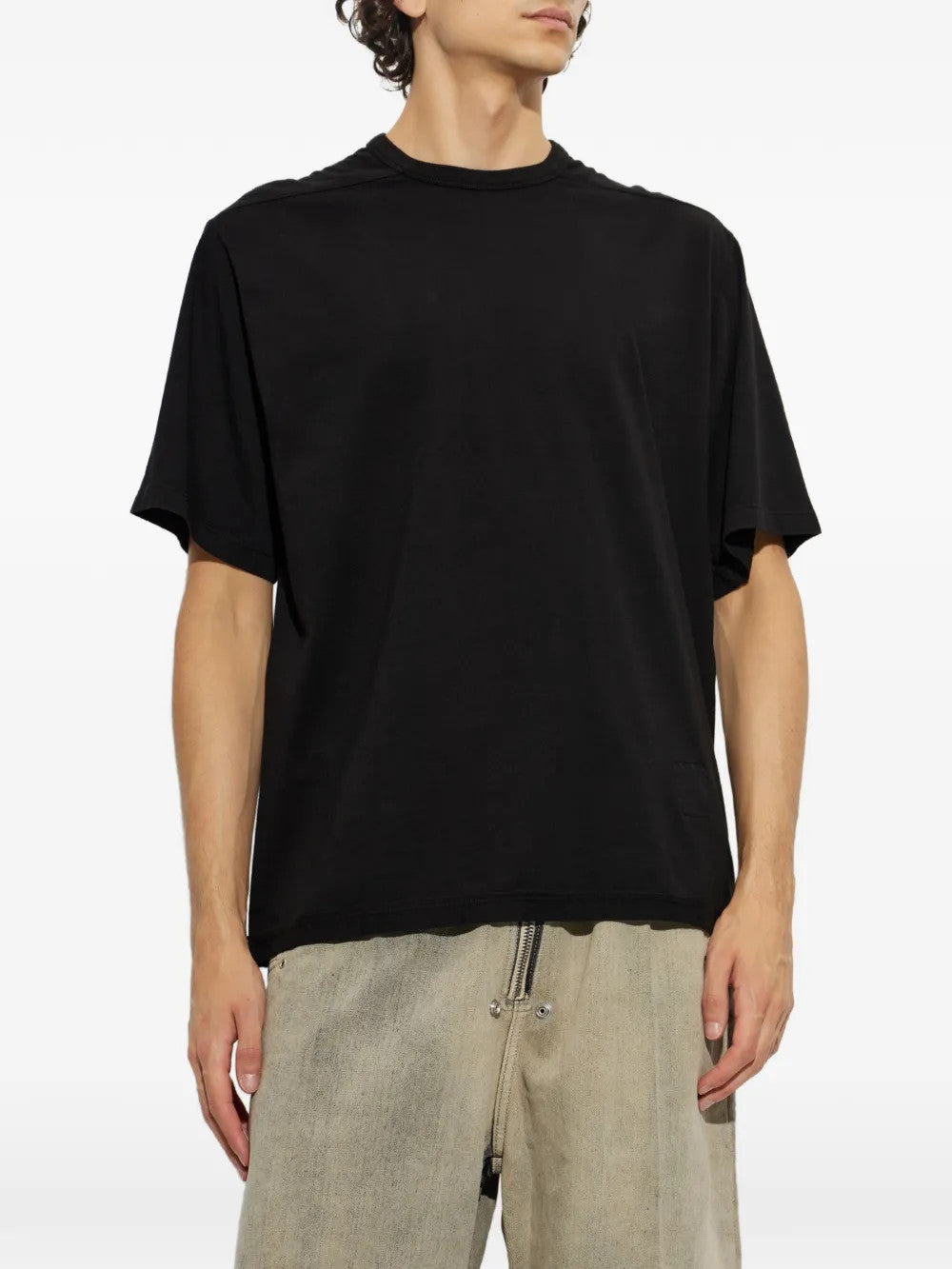 Black t-shirt, full body view