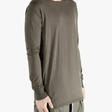 brown t-shirts  worn by a person, showing the t-shirts fit