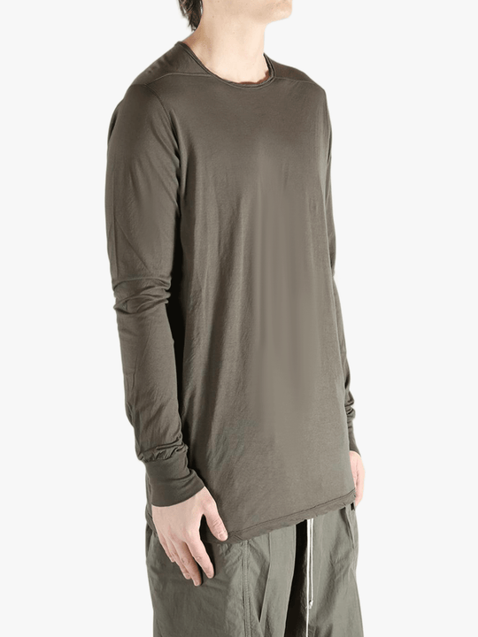 brown t-shirts  worn by a person, showing the t-shirts fit