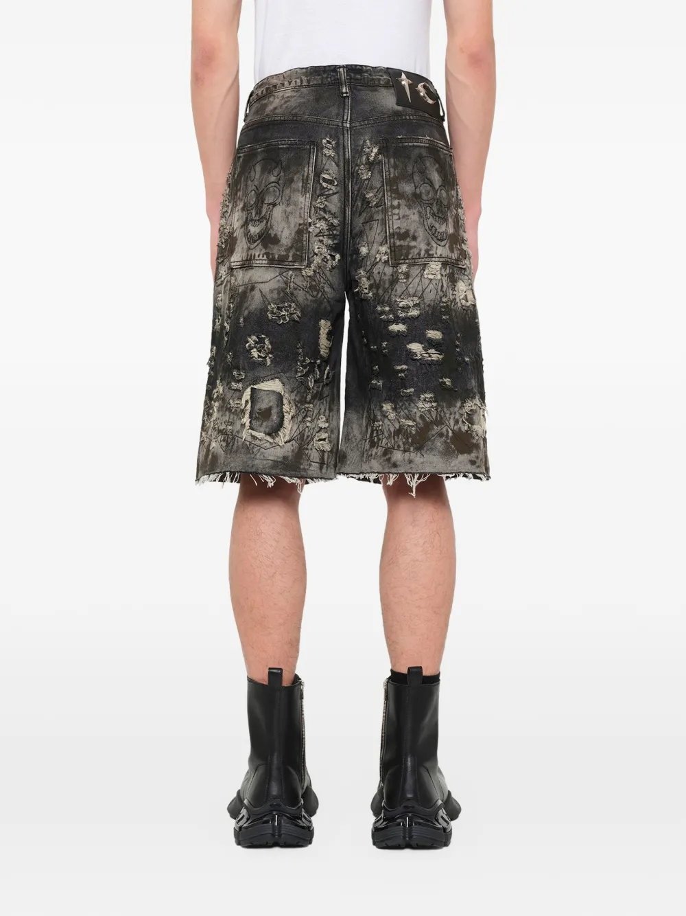 Black shorts, full body view
