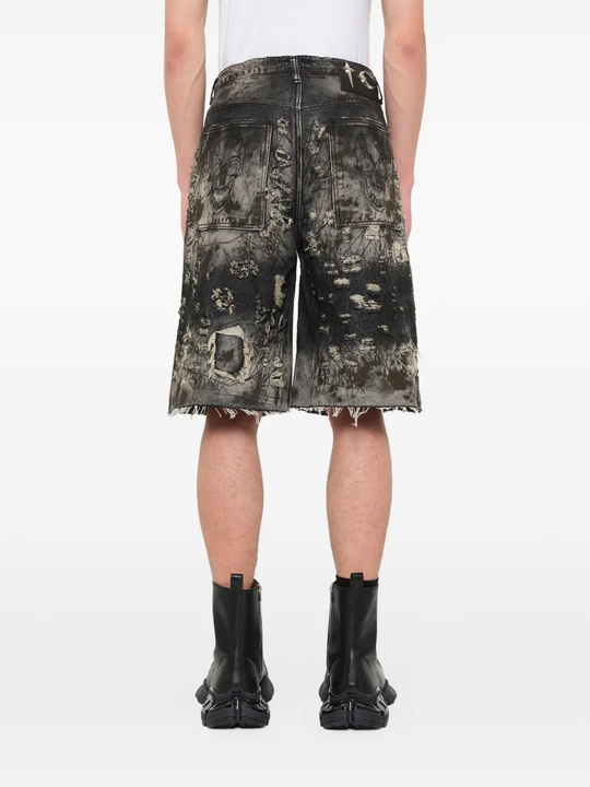 Black shorts, full body view