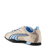 Tan shoes, side view