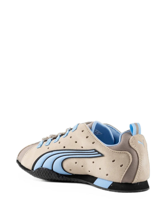 Tan shoes, side view