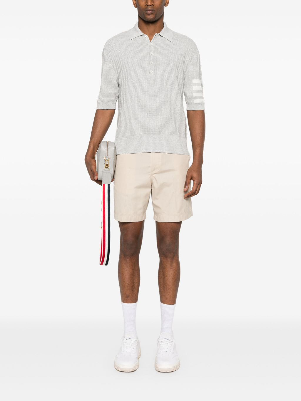 THOM BROWNE - Men Textured Stitch Polo Tee