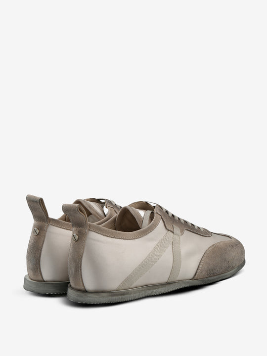 Grey sneakers, back view