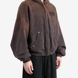 Brown jacket, full body view