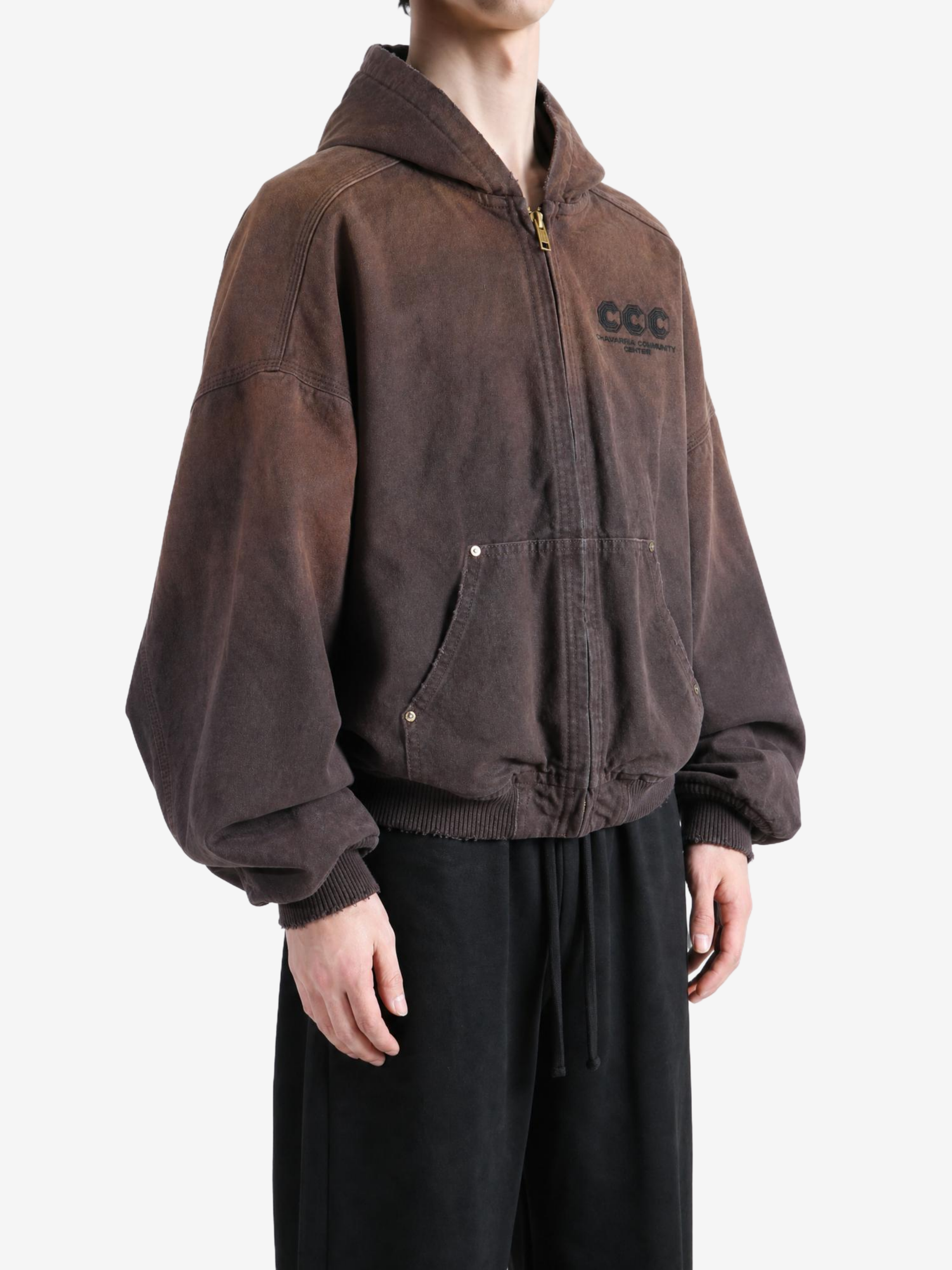 Brown jacket, full body view