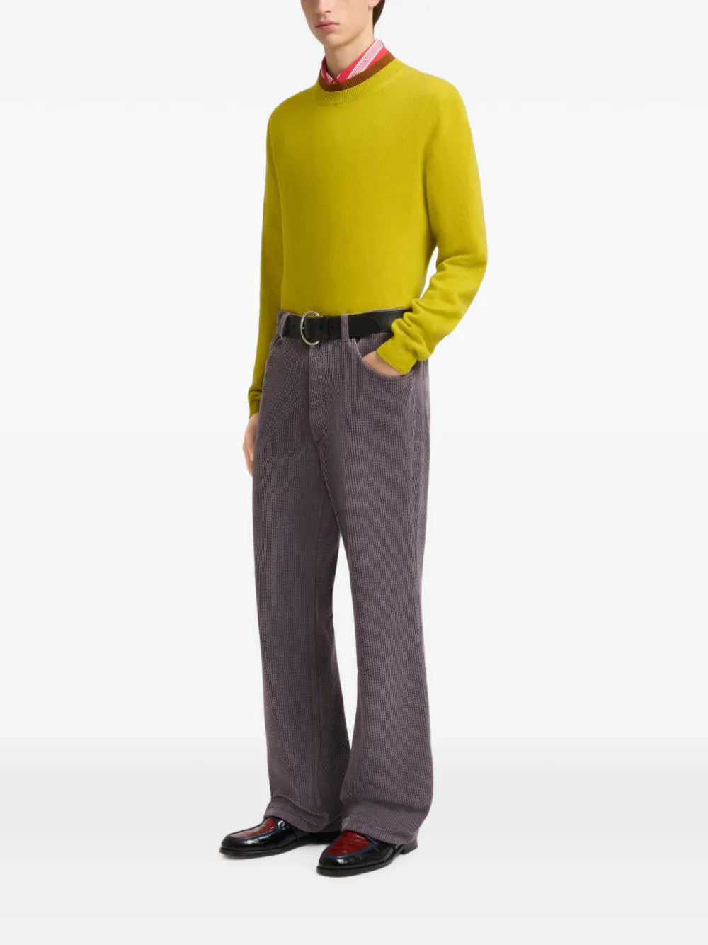Grey pants, full body view