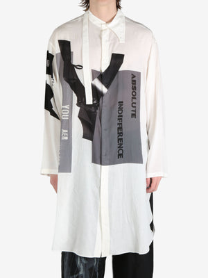 YOHJI YAMAMOTO POUR HOMME - Men Asymmetry Collar Print Blouse