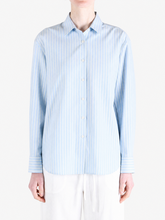 Blue shirt, full body view
