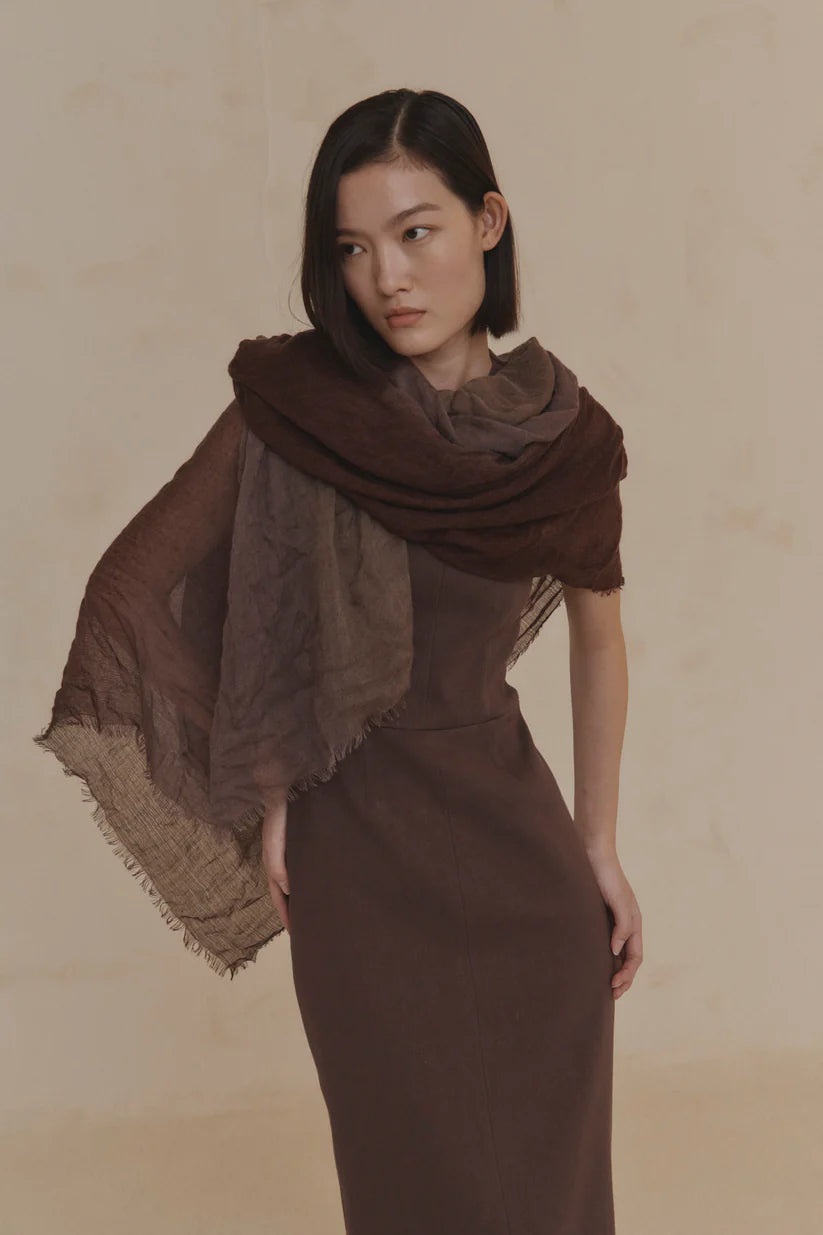 Brown scarves, full body view