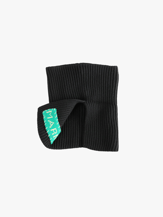 Close up of black scarve, showing texture of the fabric