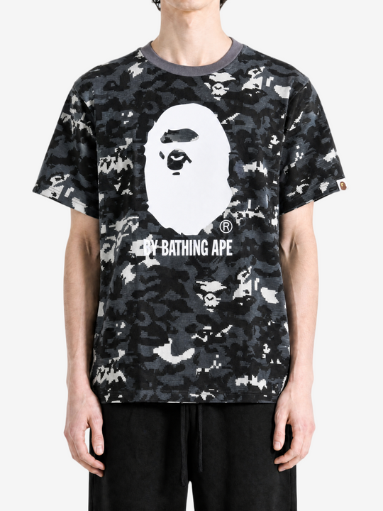 Black t-shirt, full body view