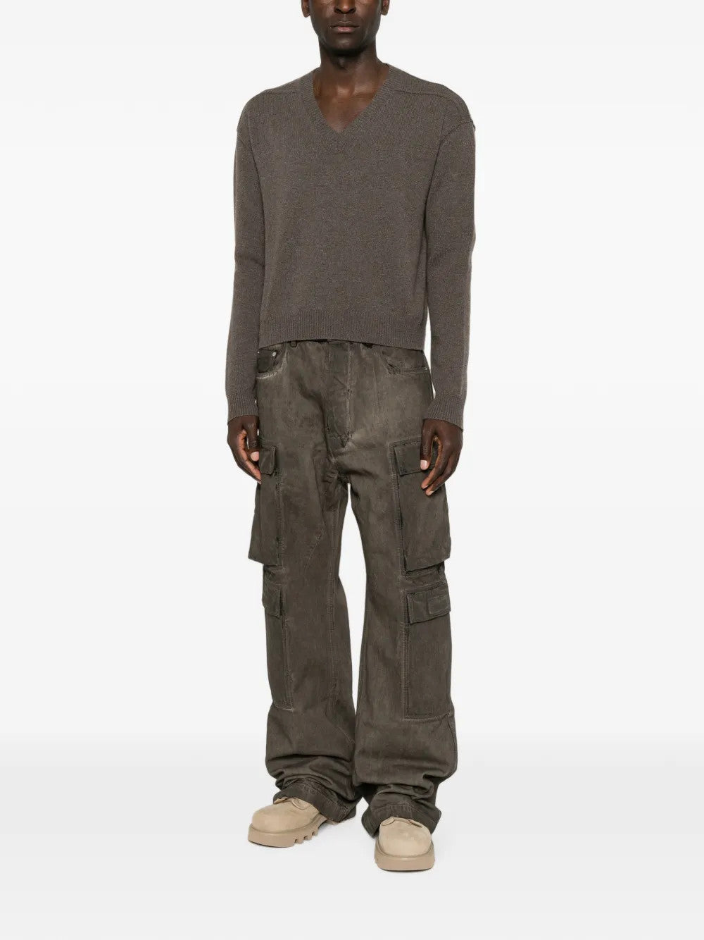 Grey jeans, full body view